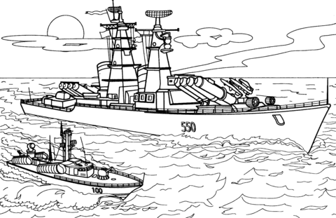 Navy Warships Coloring Page